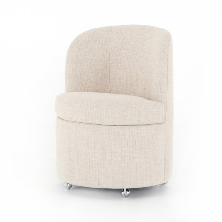 Hampton Cream Upholstered Parsons Side Chair with Chrome Casters