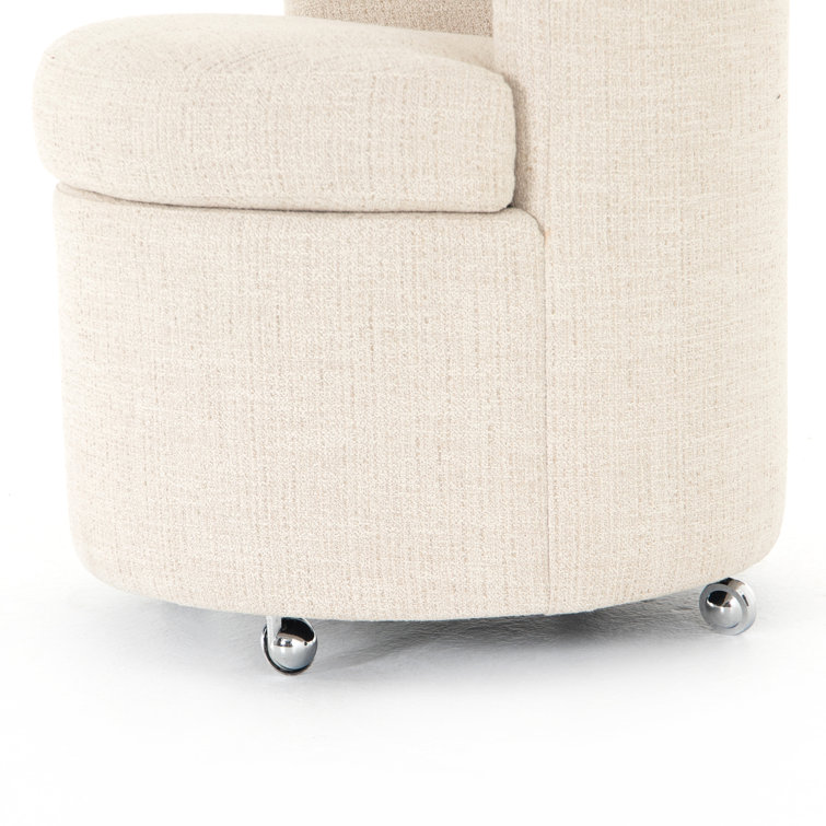 Hampton Cream Upholstered Parsons Side Chair with Chrome Casters