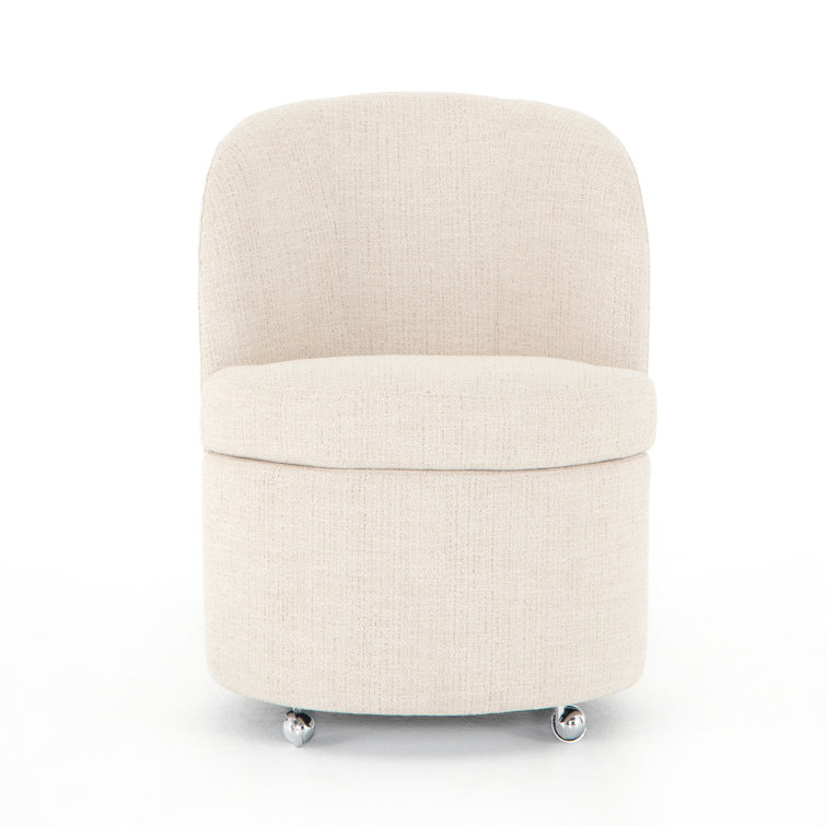 Hampton Cream Upholstered Parsons Side Chair with Chrome Casters