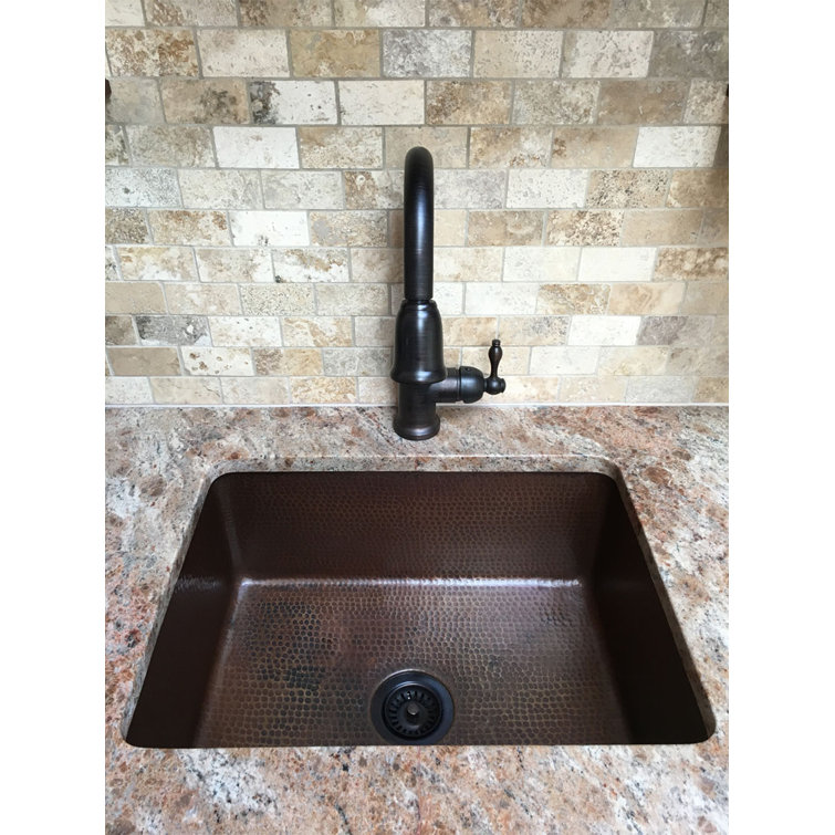 25" Hammered Copper Drop-In Single Basin Kitchen Sink