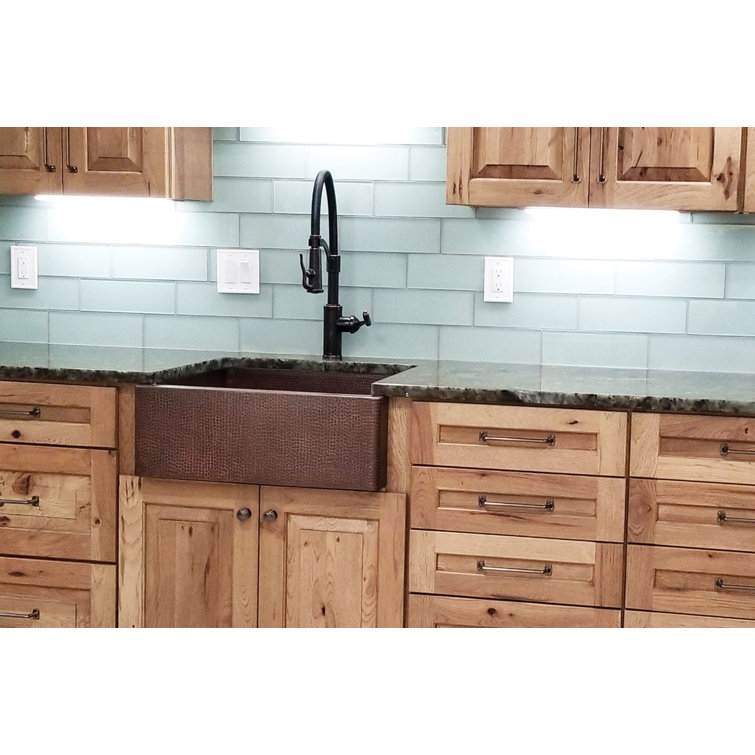 25" Hammered Copper Farmhouse Apron Single Basin Sink