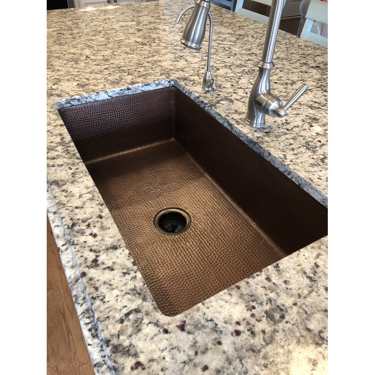 33" Hammered Copper Single Basin Drop-In Kitchen Sink
