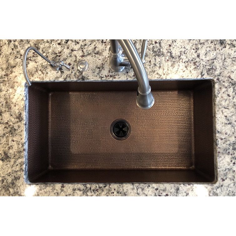 33" Hammered Copper Single Basin Drop-In Kitchen Sink