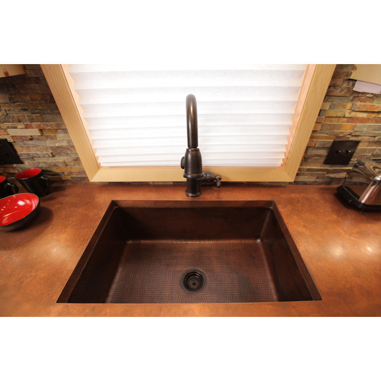 33" Antique Hammered Copper Drop-In Kitchen Sink