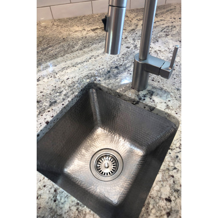 15" Square Hammered Nickel Bar/Prep Sink