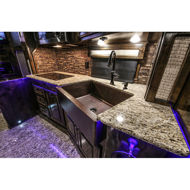 30" Hammered Copper Farmhouse Drop-In Kitchen Sink with Accessories