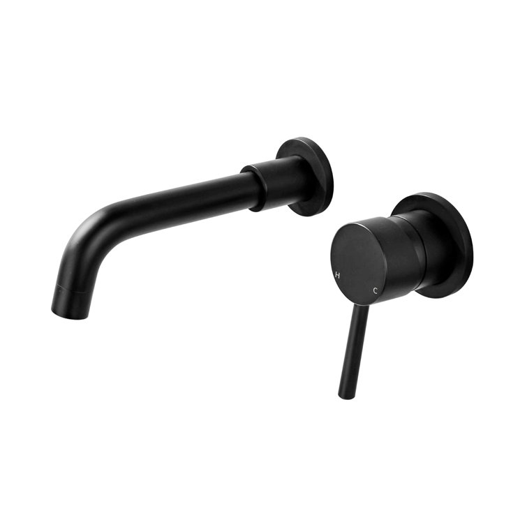 Matte Black Wall Mounted Single Handle Bathroom Faucet