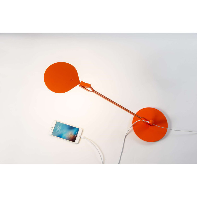 Adjustable Matte Orange LED Clip-on Desk Lamp with USB