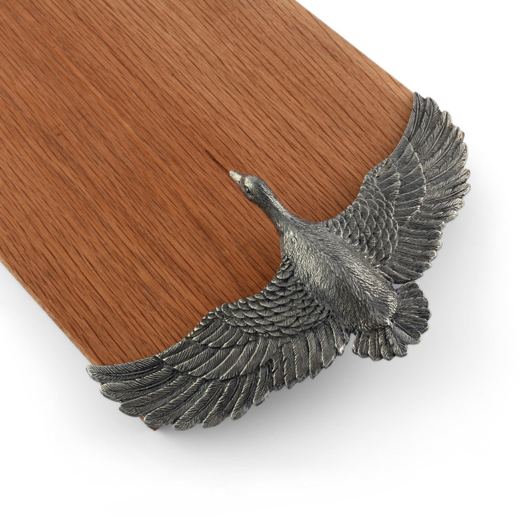 Solid Oak Rectangular Cheese Board with Pewter Handles