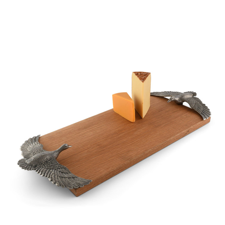 Solid Oak Rectangular Cheese Board with Pewter Handles