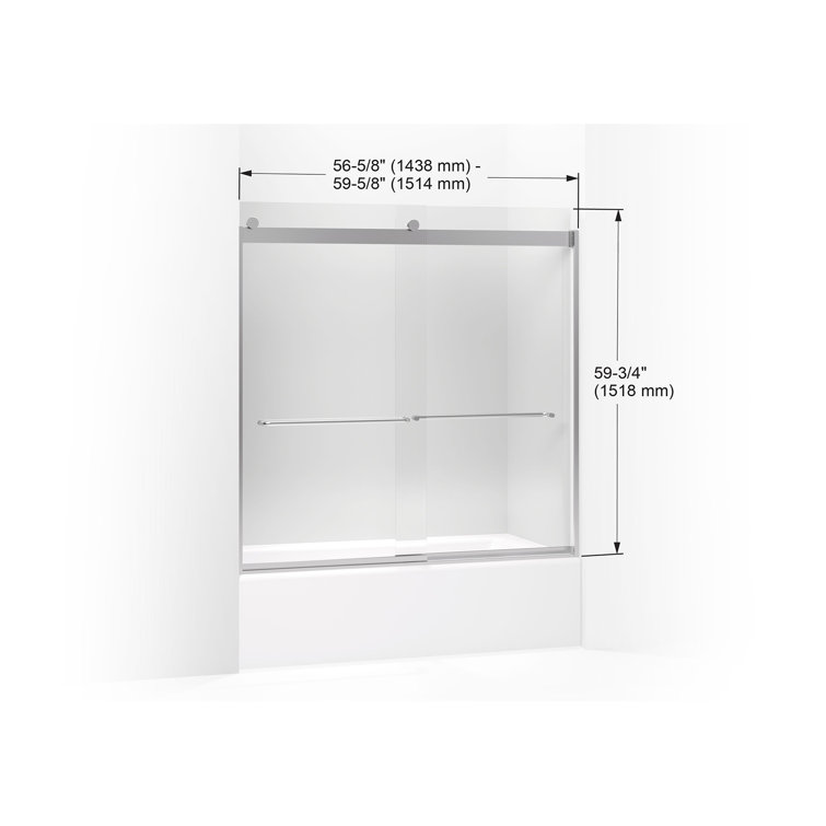 Levity 60" Nickel Frameless Sliding Tub Door with Clear Glass