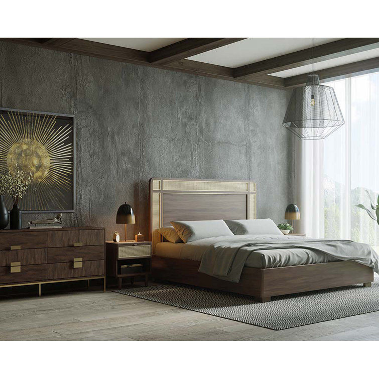 Ash Grey Acacia Wood 6-Drawer Transitional Dresser with Antique Silver Hardware