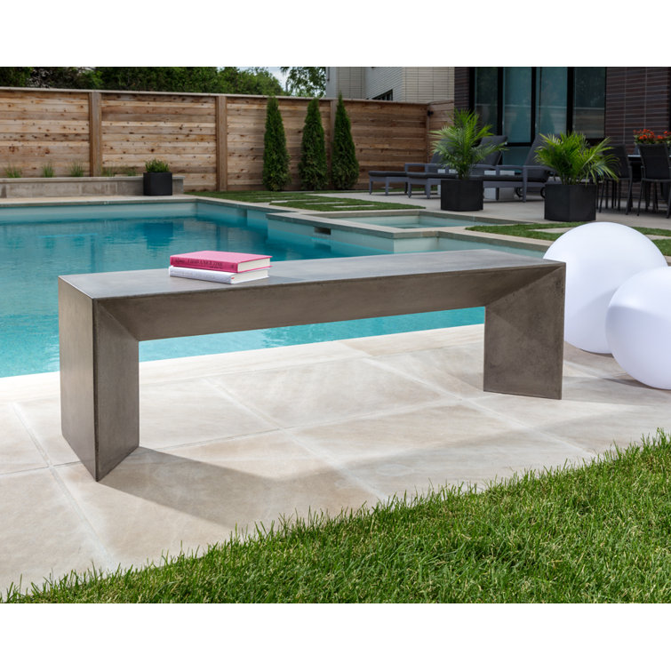 Nomad Contemporary 55'' Gray Marble Look Concrete Bench