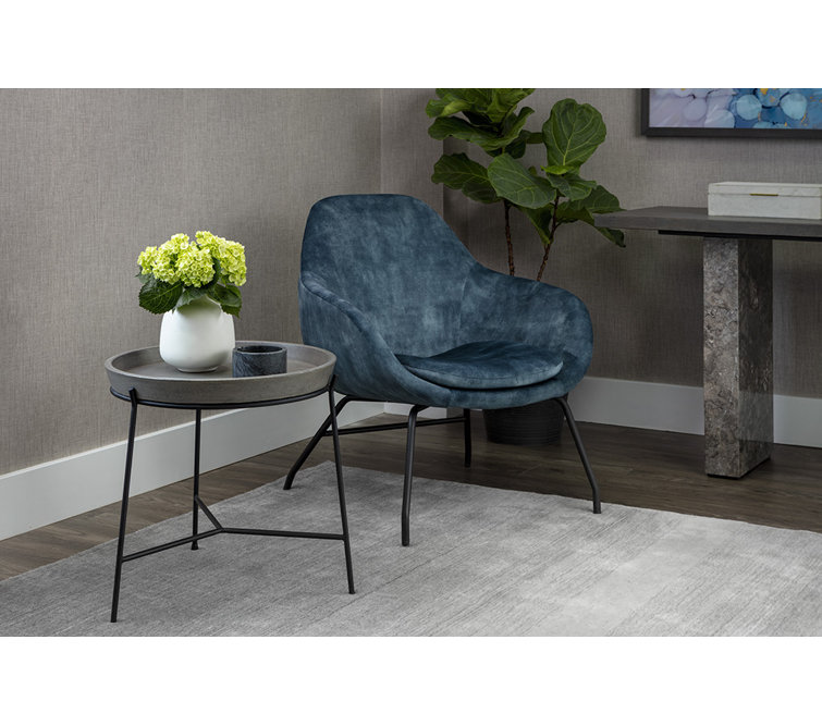 Contemporary Black Metal Square End Table with Concrete Top