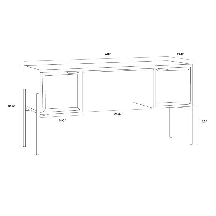 Executive Black Oak 61" Home Office Desk with Drawer
