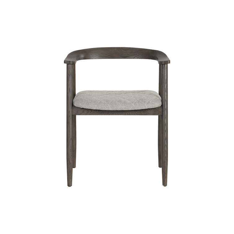 Transitional Belfast Heather Grey Quilted Oak Arm Chair