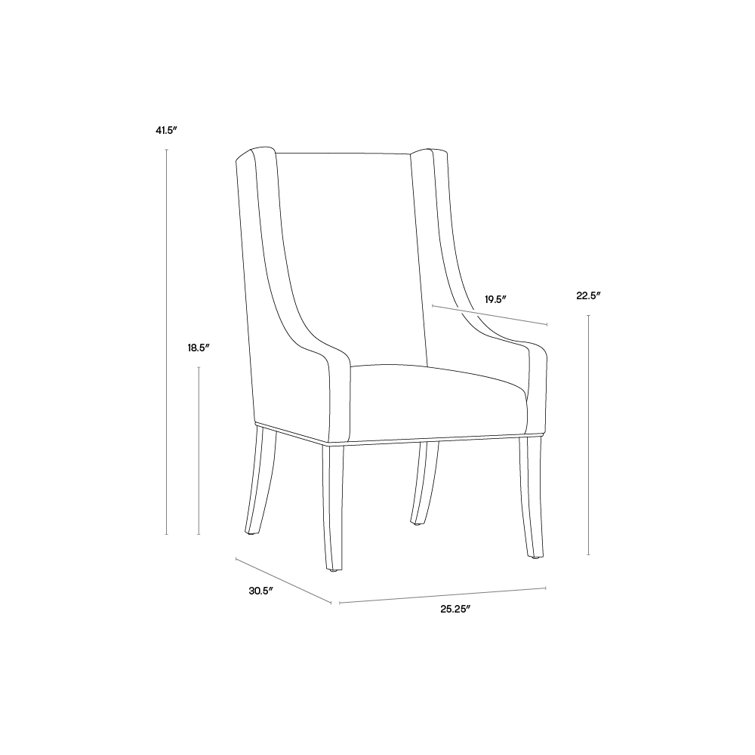Elegant Wingback Upholstered Arm Chair in Piccolo Prosecco with Smoked Brown Legs
