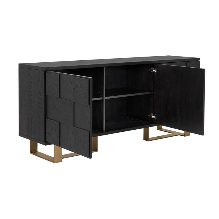 Lars Smoked Acacia Wood 79'' Sideboard with Antique Brass Frame