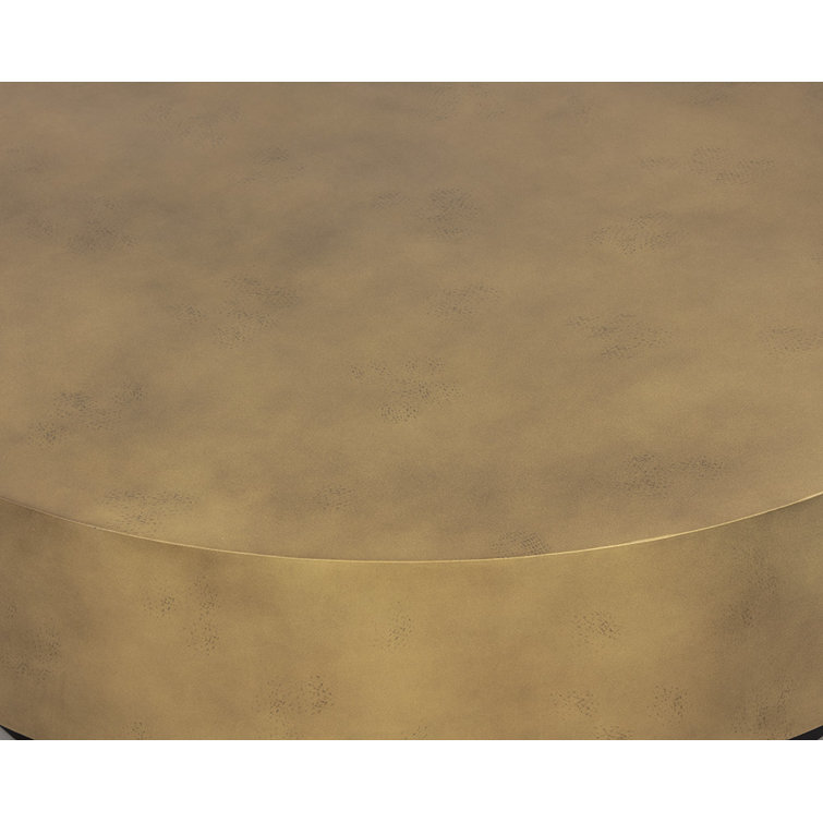 Contemporary Bernaby 43.5" Round Metal Coffee Table in Brown/Gold