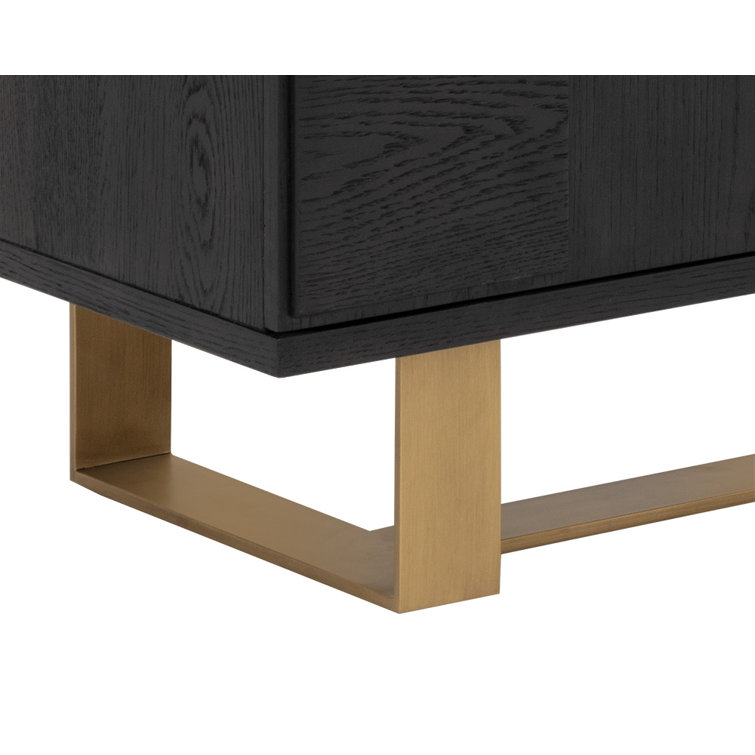 Lars Smoked Acacia Wood 79'' Sideboard with Antique Brass Frame