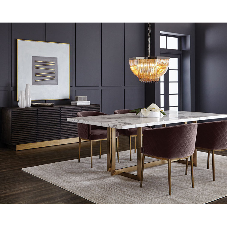 Contemporary 78.75'' Brown Sideboard with Antique Brass Base