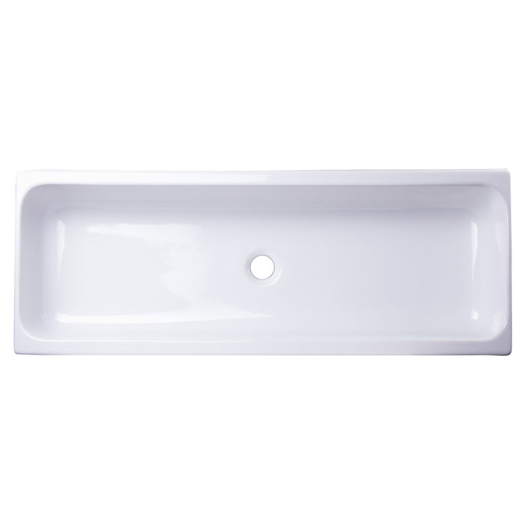 48" White Ceramic Trough Vessel Bathroom Sink