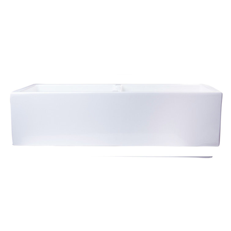 39.5'' White Fireclay Double Bowl Farmhouse Kitchen Sink