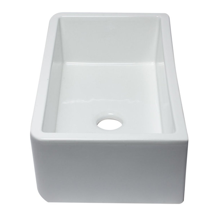 White Fireclay Single Bowl Farmhouse Drop-In Sink