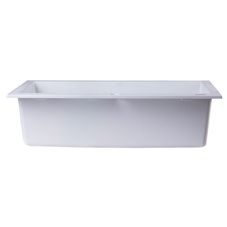 White 30'' Drop-In Single Bowl Granite Kitchen Sink