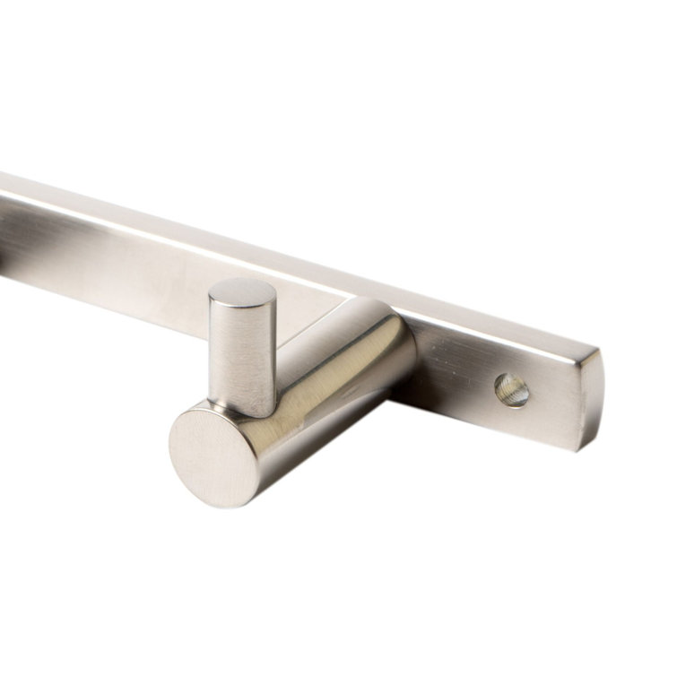 Brushed Nickel Wall Mounted 4-Prong Hook Rack