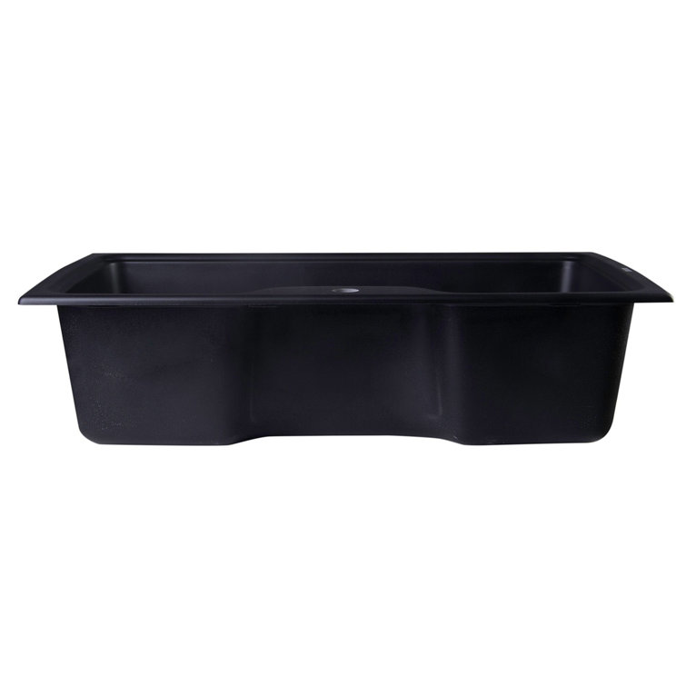 Black Granite 35'' Drop-In Single Bowl Kitchen Sink