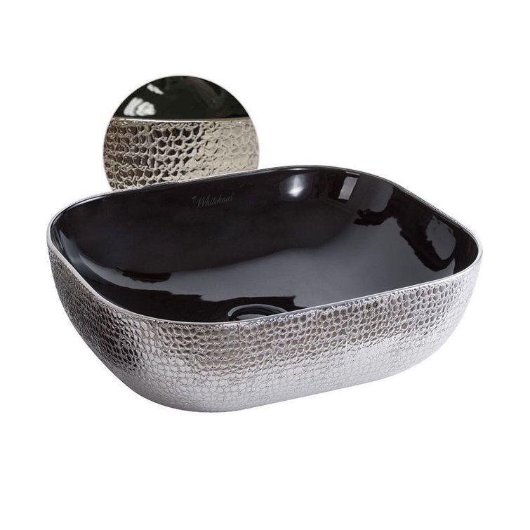 Isabella Plus Rectangular Black and Silver Ceramic Above-Counter Sink
