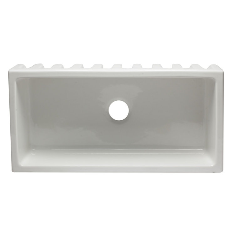 36'' White Fireclay Single Bowl Farmhouse Sink