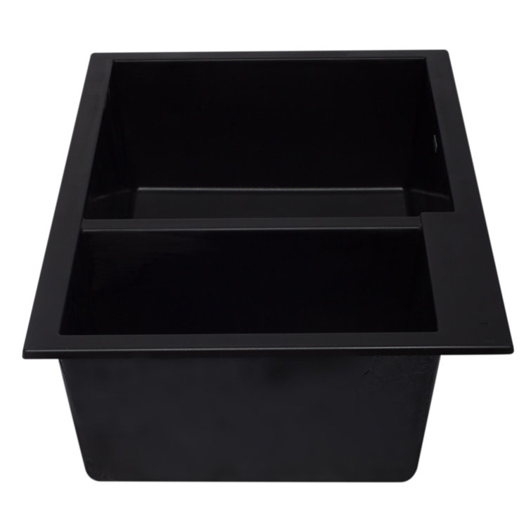 34'' Black Granite Double Bowl Undermount Kitchen Sink