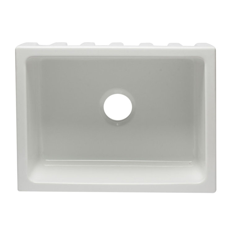 24'' White Fireclay Farmhouse Drop-In Single Bowl Sink