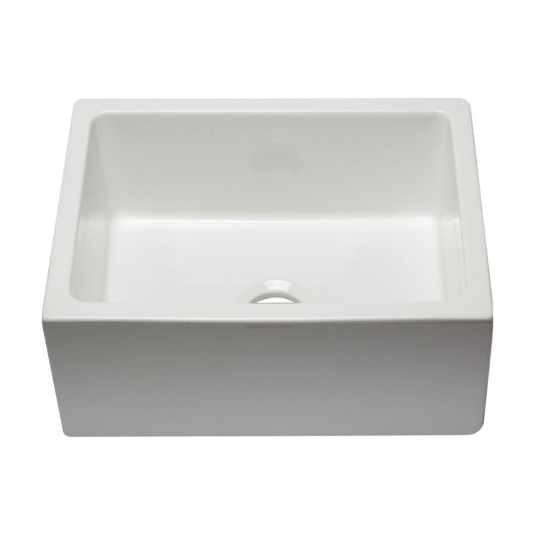 24'' White Fireclay Farmhouse Drop-In Single Bowl Sink