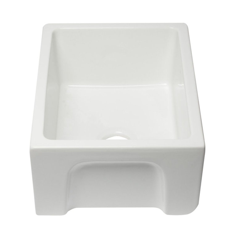 24'' White Fireclay Farmhouse Drop-In Single Bowl Sink