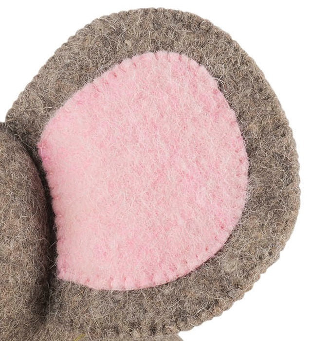 Pink and Gray Hand Felted Wool Elephant Door Stop