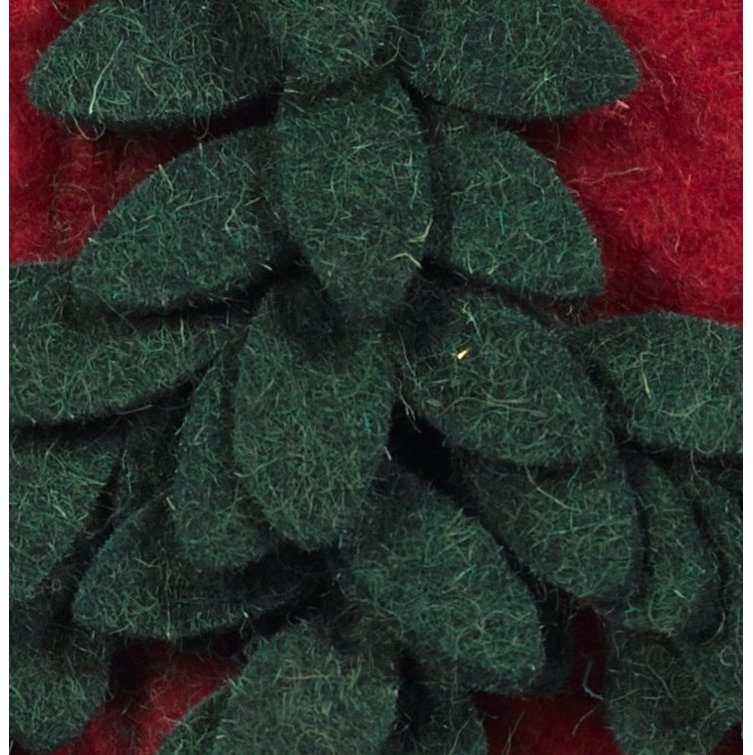 Green Leaf Peace Sign Red Wool Throw Pillow Cover