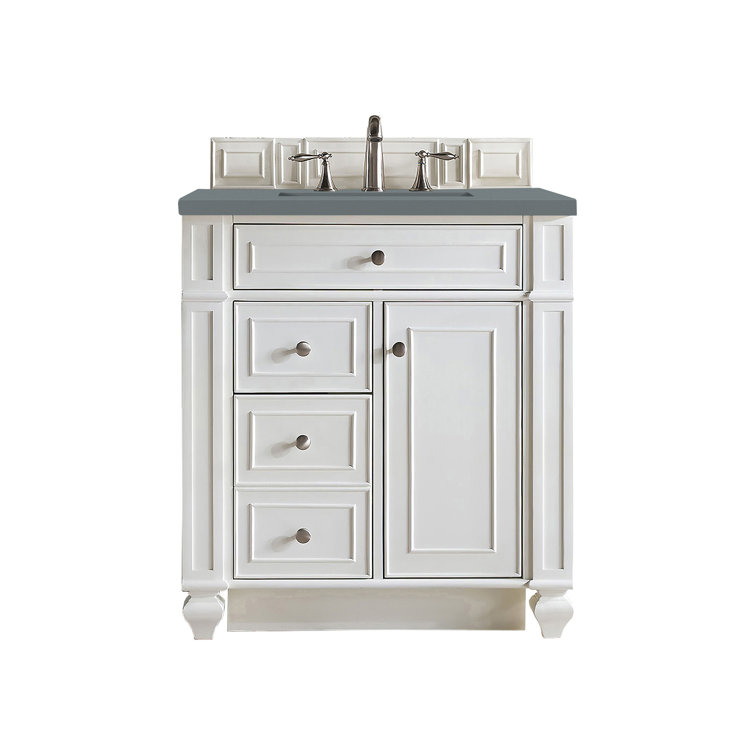 Bright White MDF Single Freestanding Bathroom Vanity with Backsplash