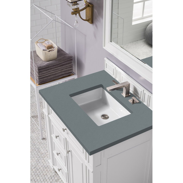 Bright White MDF Single Freestanding Bathroom Vanity with Backsplash