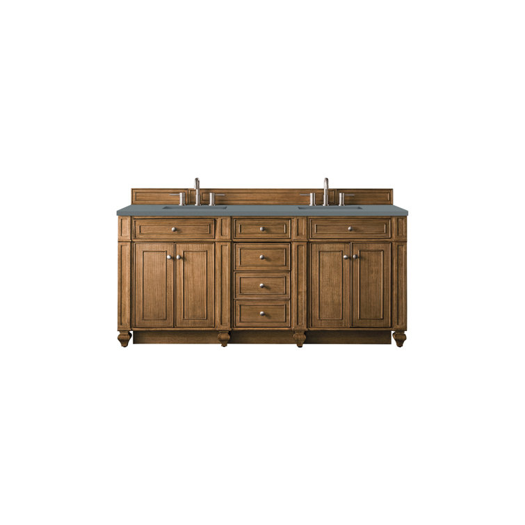 Saddle Brown 72" Double Freestanding Bathroom Vanity Base with Veneer