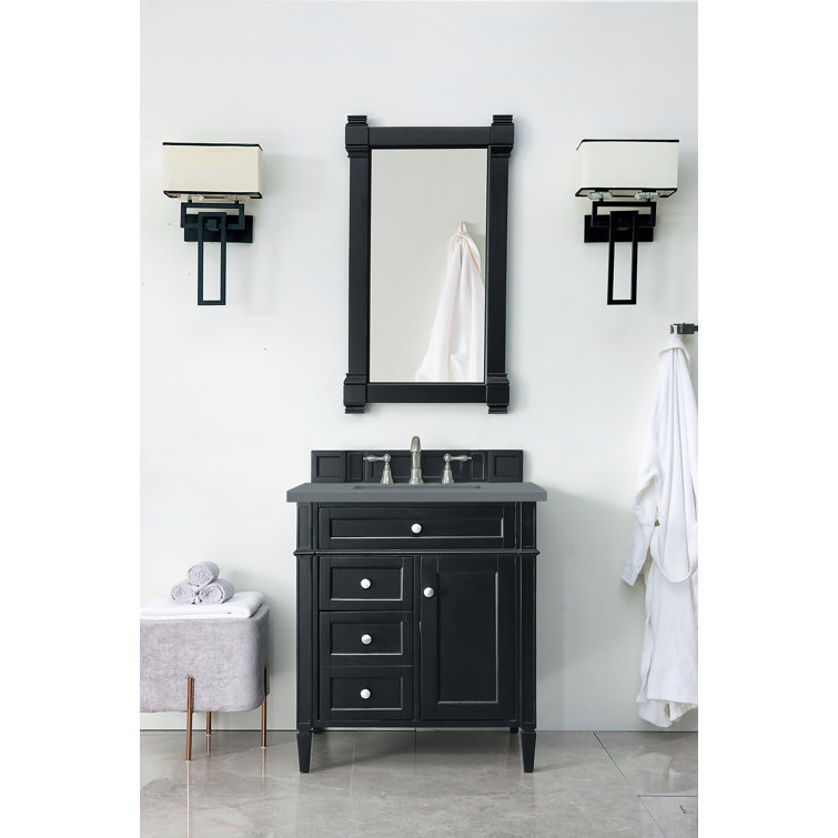Brittany 30" Black Onyx Poplar Bathroom Vanity with Quartz Top