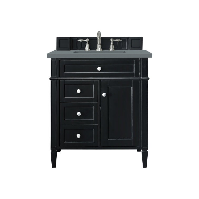 Brittany 30" Black Onyx Poplar Bathroom Vanity with Quartz Top