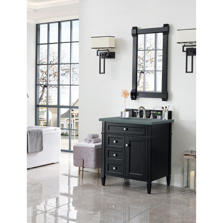 Brittany 30" Black Onyx Poplar Bathroom Vanity with Quartz Top