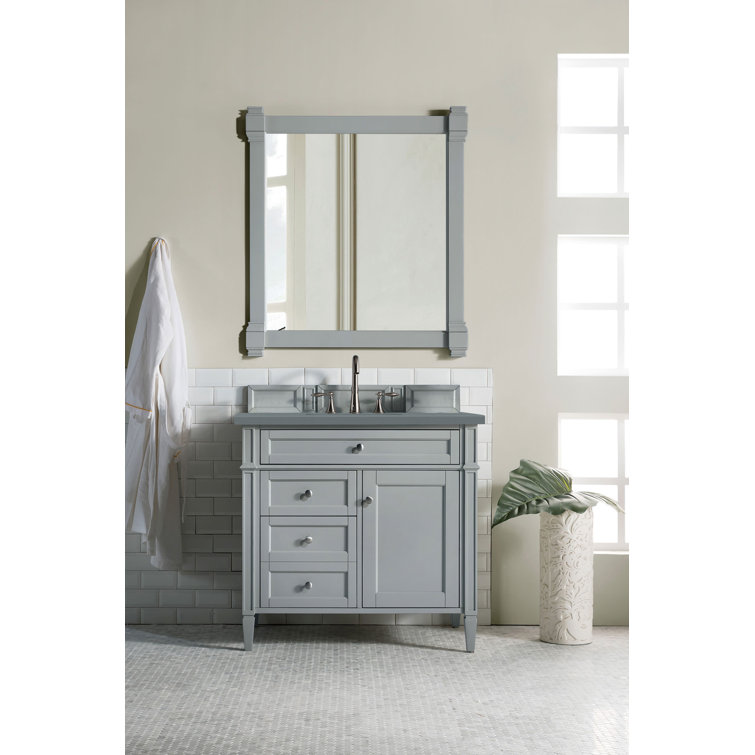 Urban Gray Solid Wood Single Vanity with Porcelain Sink