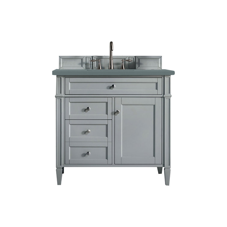 Urban Gray Solid Wood Single Vanity with Porcelain Sink