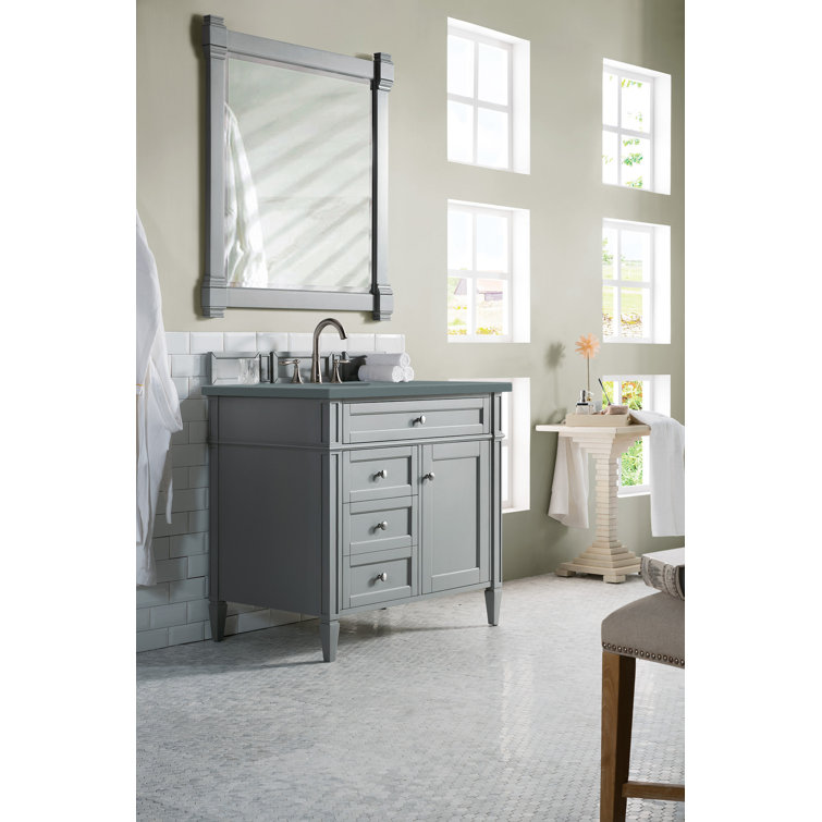 Urban Gray Solid Wood Single Vanity with Porcelain Sink