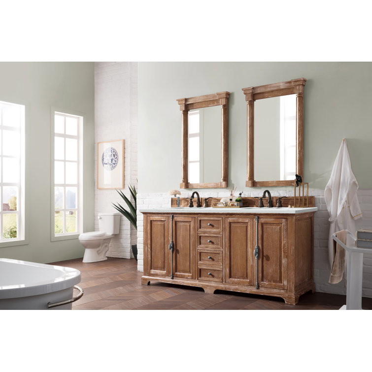 Providence 72" Light Wood Double Vanity with Ethereal Noctis Quartz Top