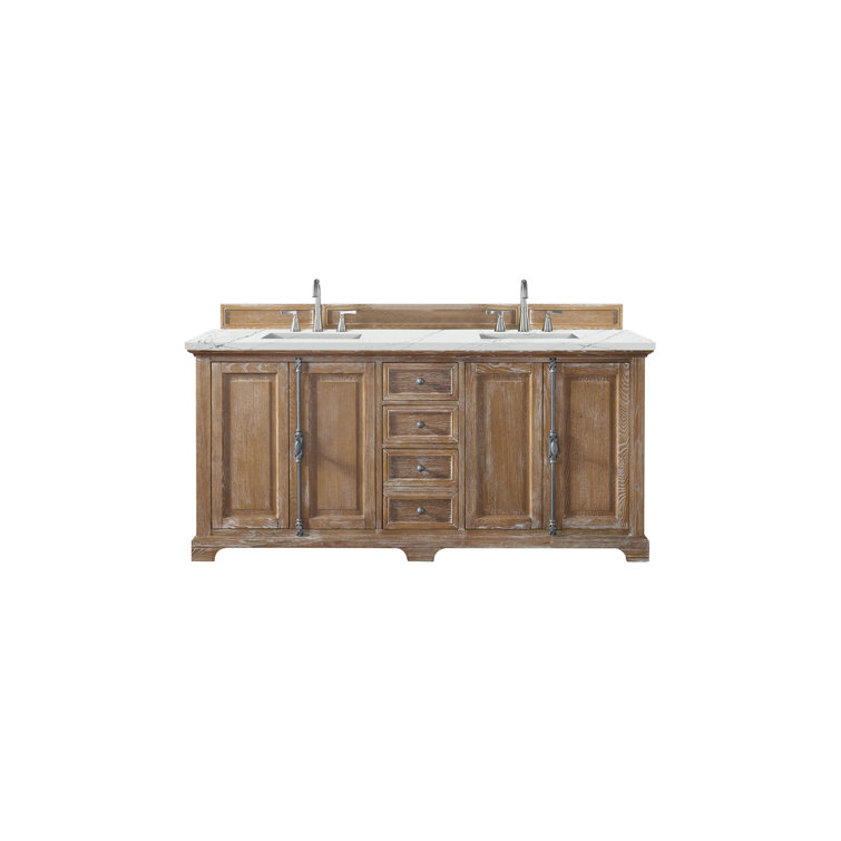 Providence 72" Light Wood Double Vanity with Ethereal Noctis Quartz Top